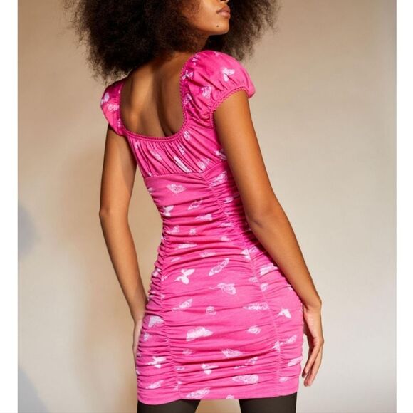 Urban Outfitters Butterfly Brenan Ruched mini dress NWT - Picture 9 of 11